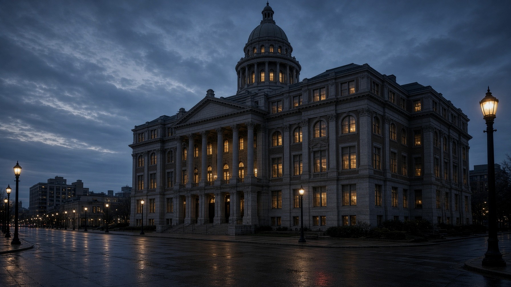 Harris County Courthouse at dusk